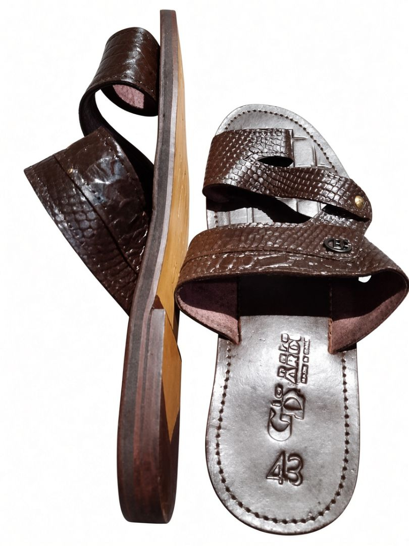 Mens Textured Cross Strap Slip On Sandals